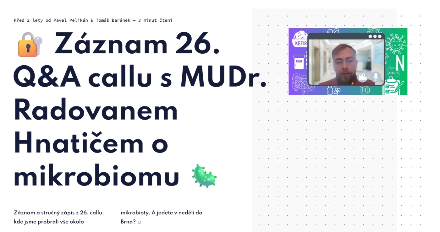 Záznam 26. Q&A callu s MUDr. Radovanem Hnatičem o mikrobiomu